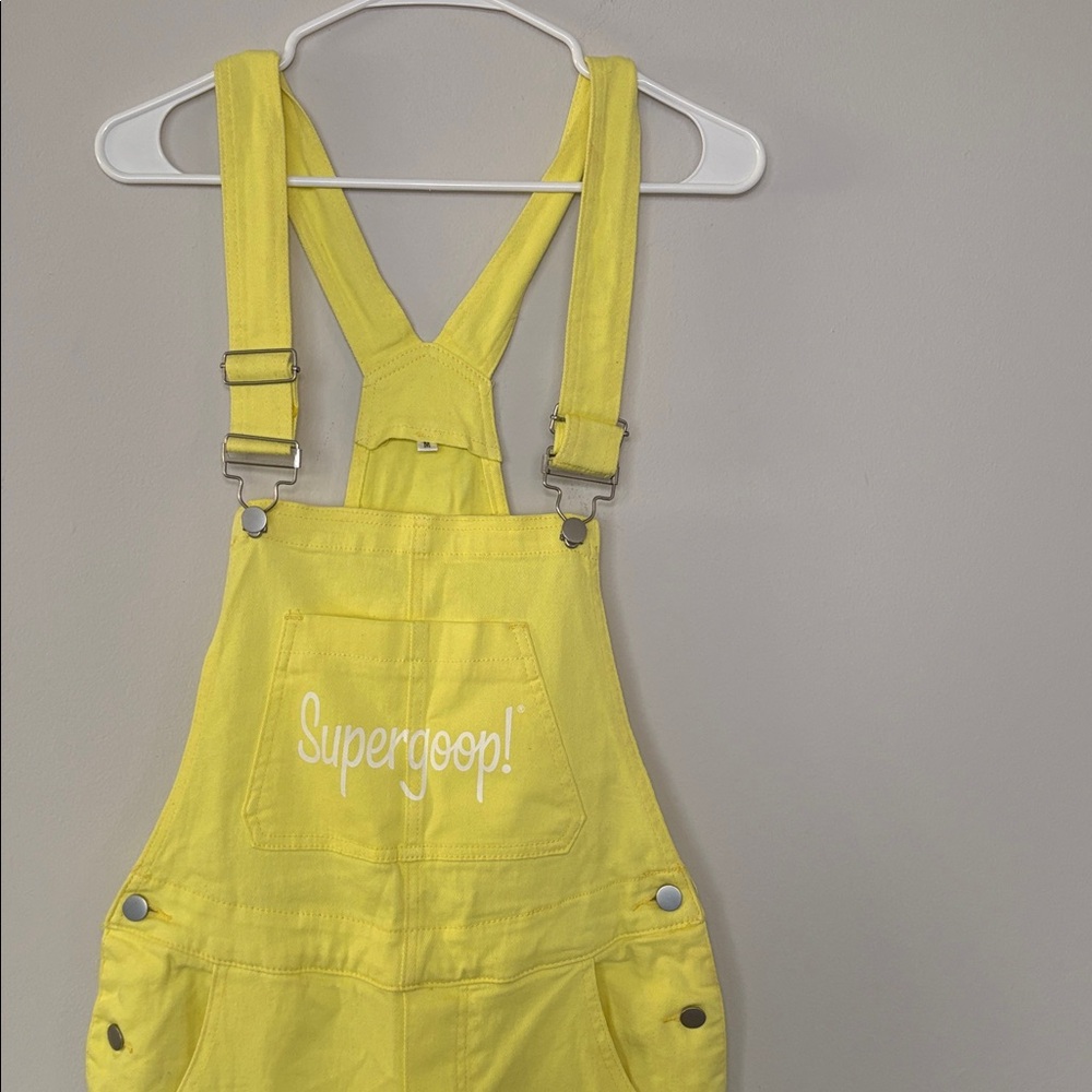 Rare Supergoop! Yellow Overalls ☀️ Employee Promo Merch Size M